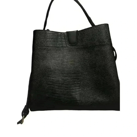 Jen & Co Tati Lizard Black Satchel Vegan Adjustable And Detachable Strap. - Picture 2 of 5